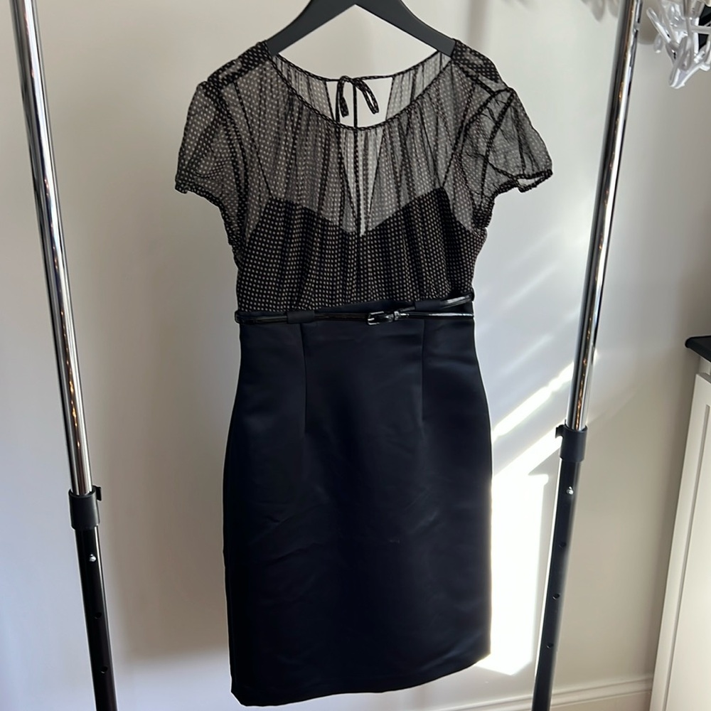Tahari women’s size 4 dresss sheer top w/attached cami satin bottom